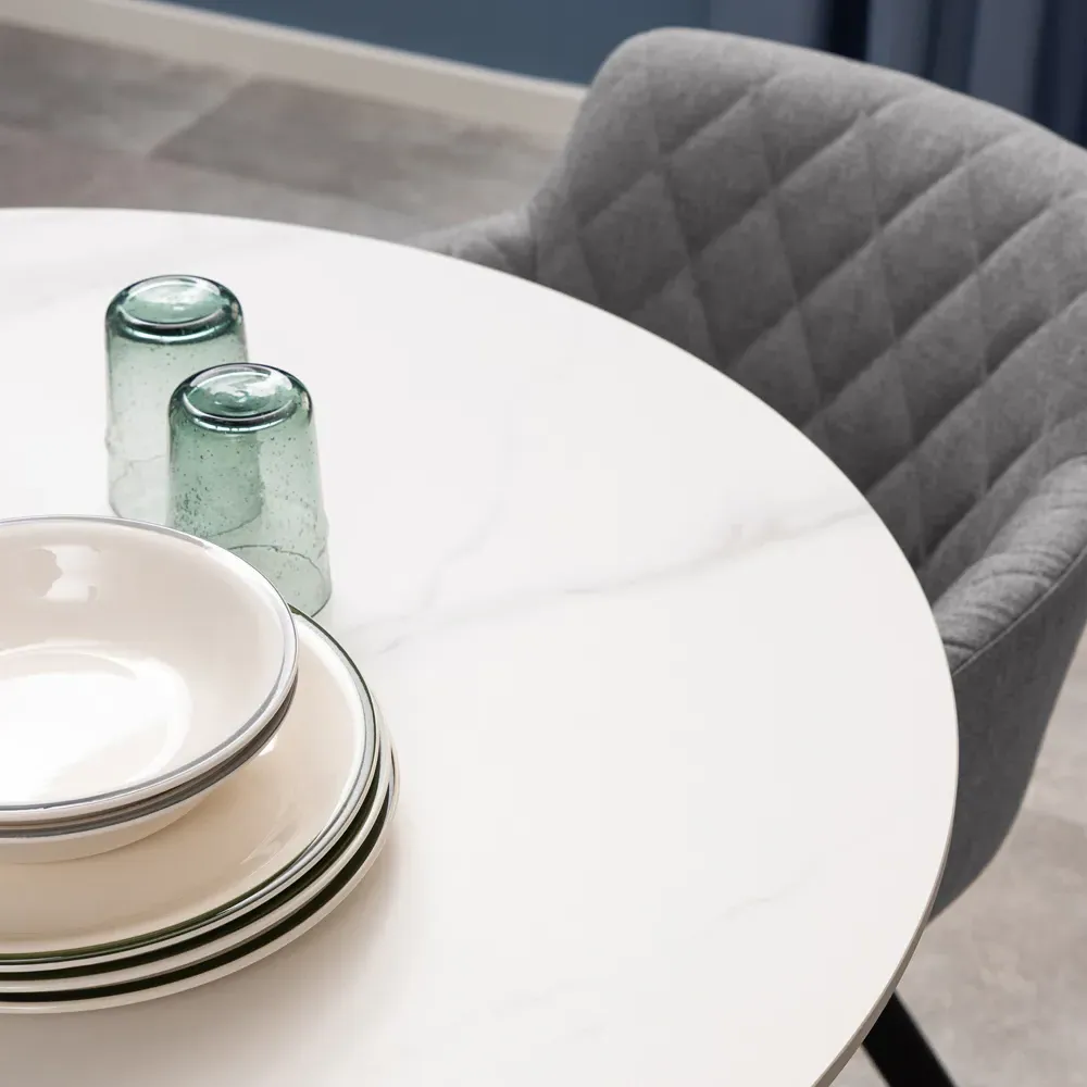 Florence Malta Round Dining Table - White, Ceramic