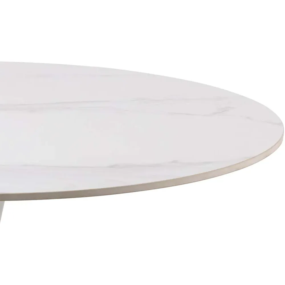 Florence Malta Round Dining Table - White, Ceramic
