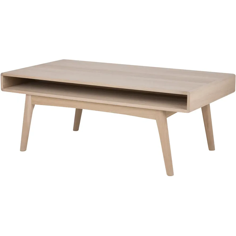 Florence Marte Rectangular Coffee Table - White, Oak