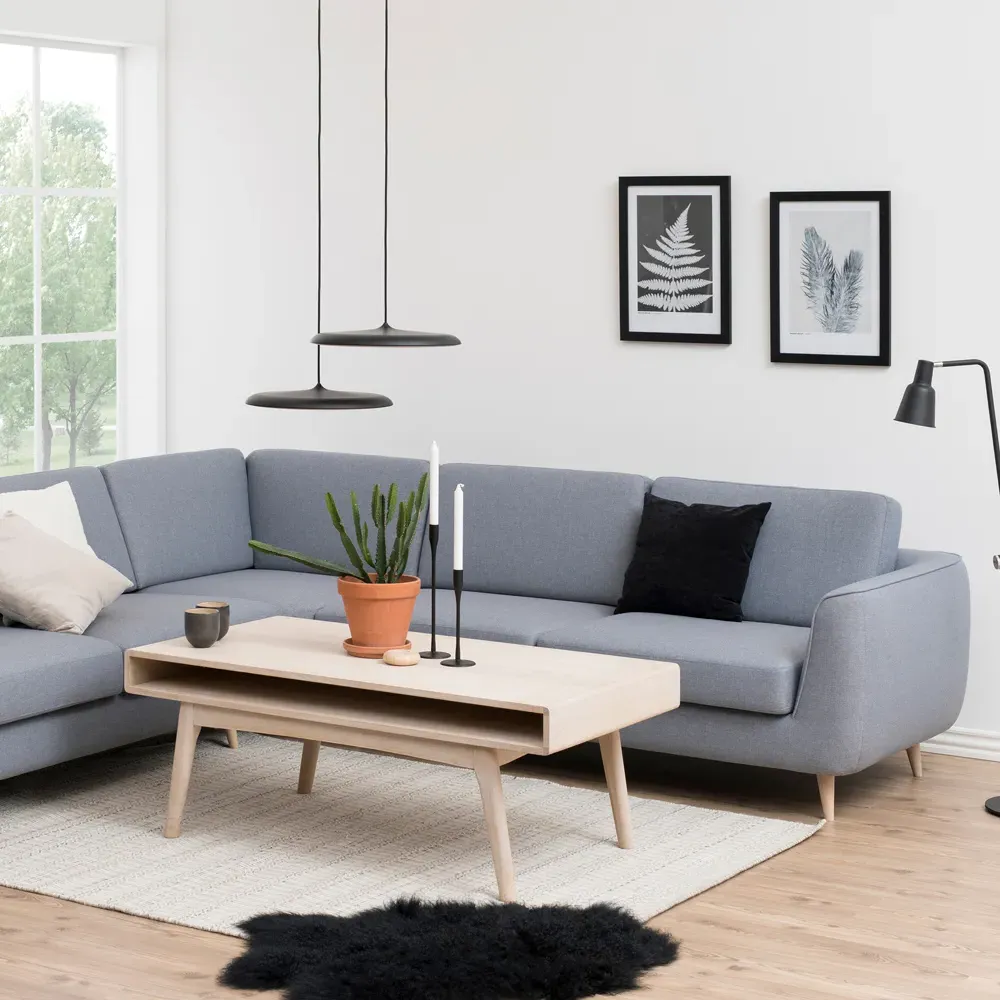 Florence Marte Rectangular Coffee Table - White, Oak