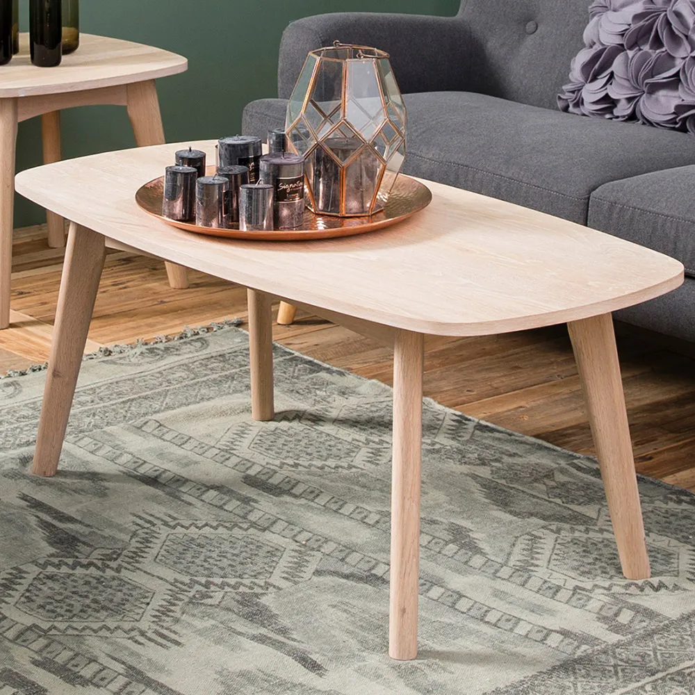 Florence Marte Rectangular Coffee Table - White, Oak image
