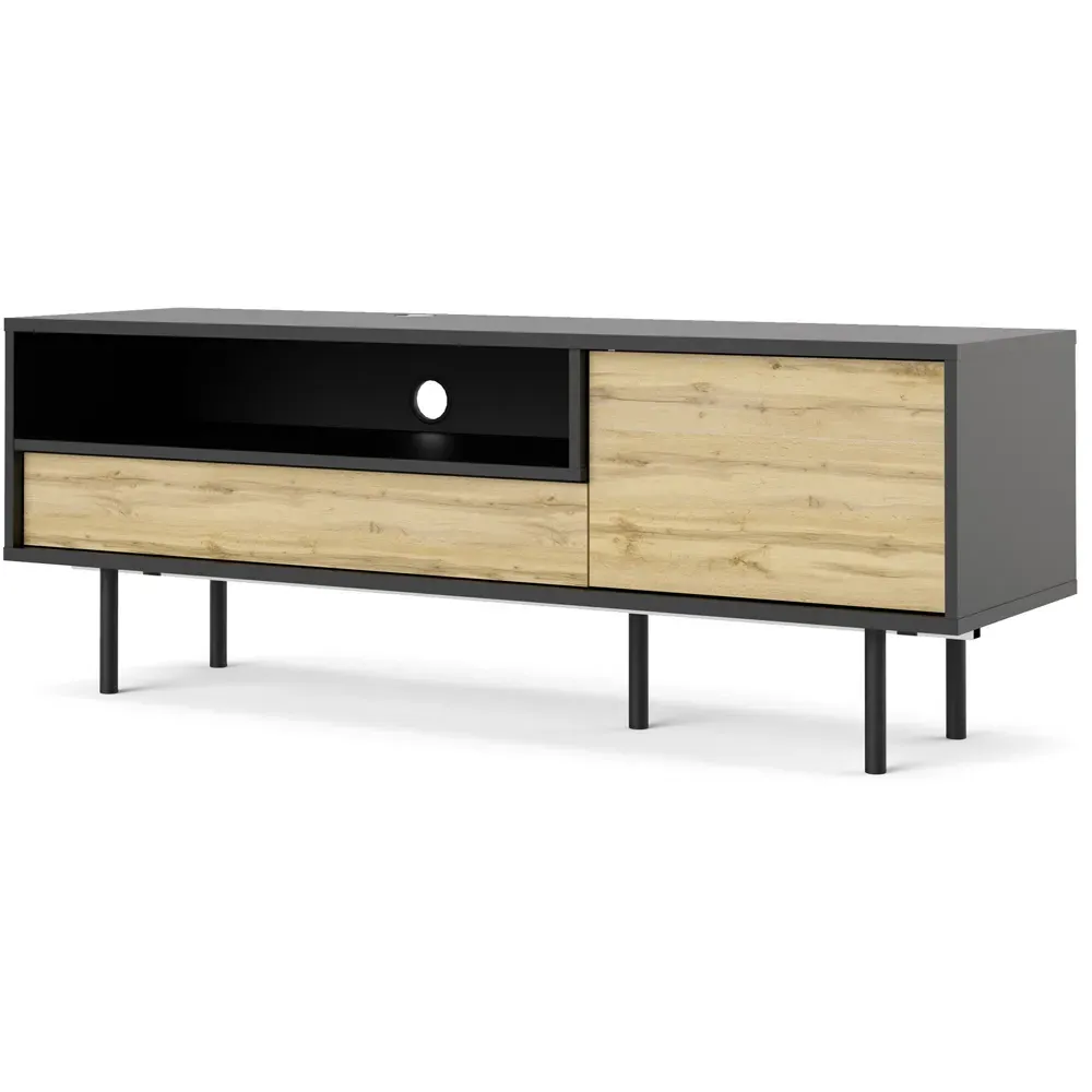 Florence Match Single Door TV Unit - Black, Oak