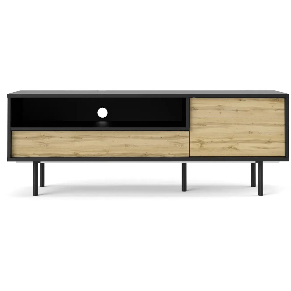 Florence Match Single Door TV Unit - Black, Oak