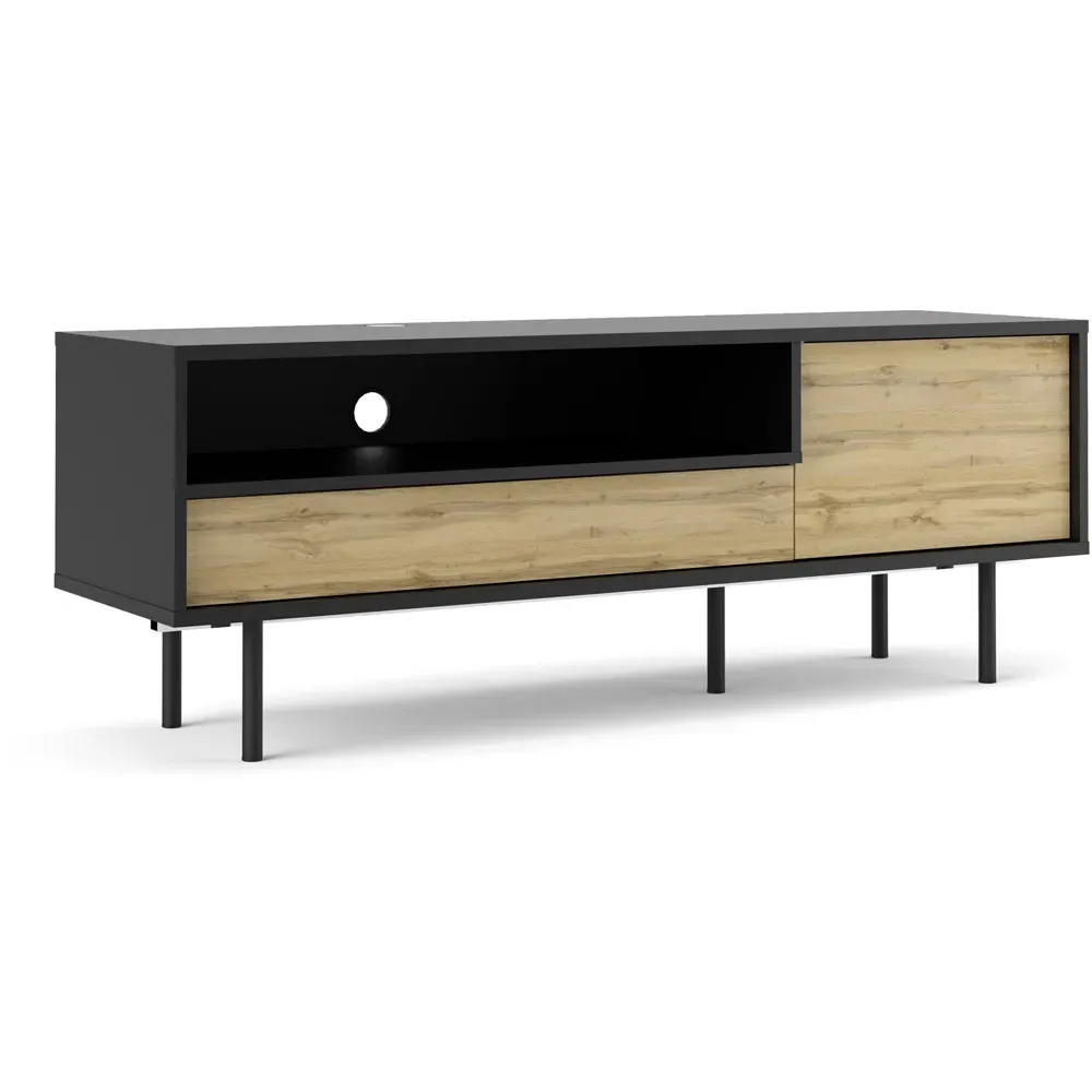Florence Match Single Door TV Unit - Black, Oak