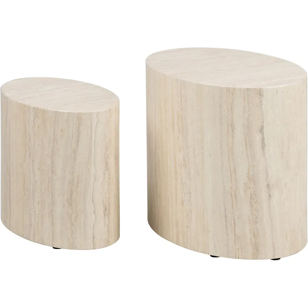 Florence Mice Oval Coffee Table Set - Brown, Light Oak