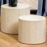 Florence Mice Oval Coffee Table Set - Brown, Light Oak