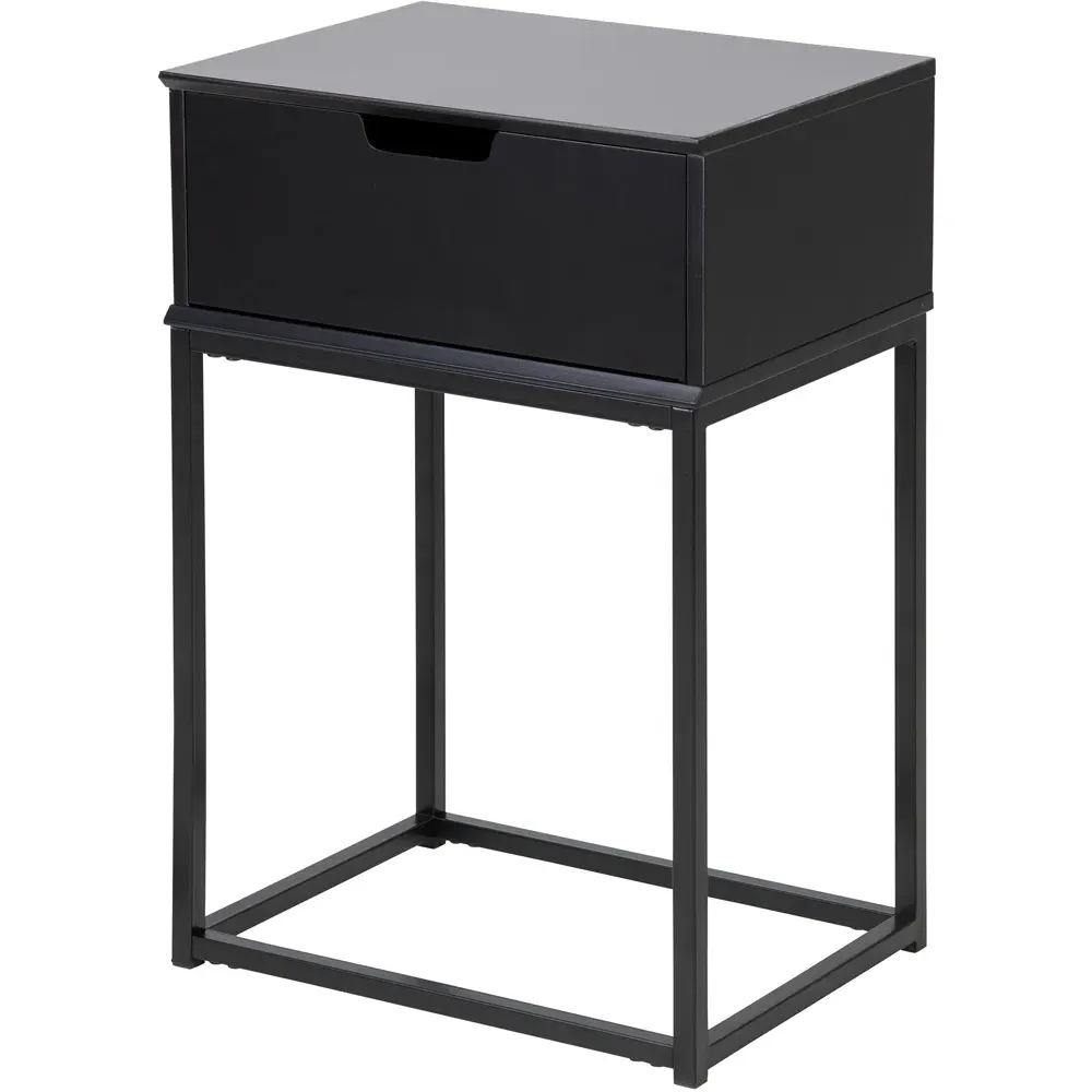Florence Mitra Single Drawer Bedside Table - Black
