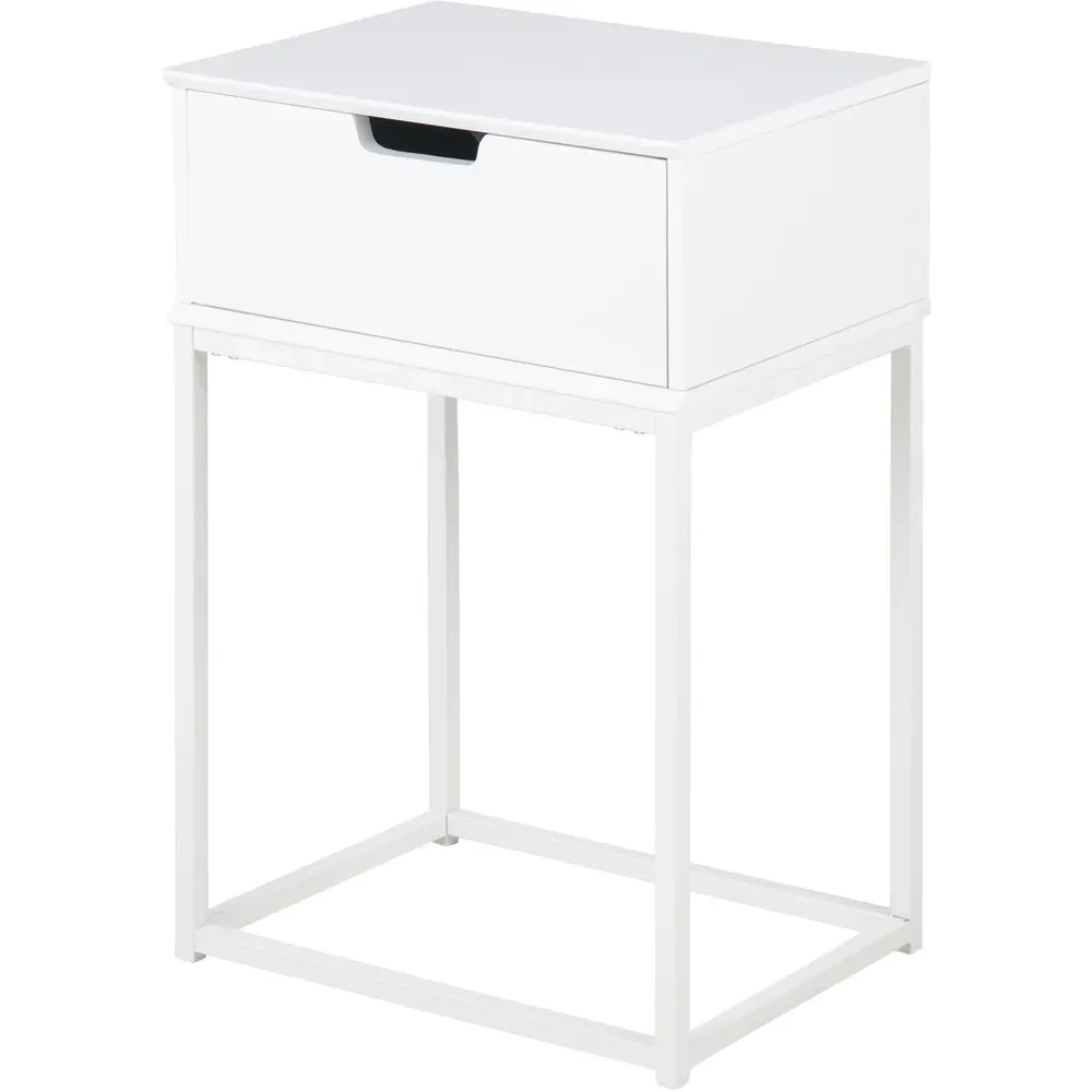 Florence Mitra Single Drawer Bedside Table - White