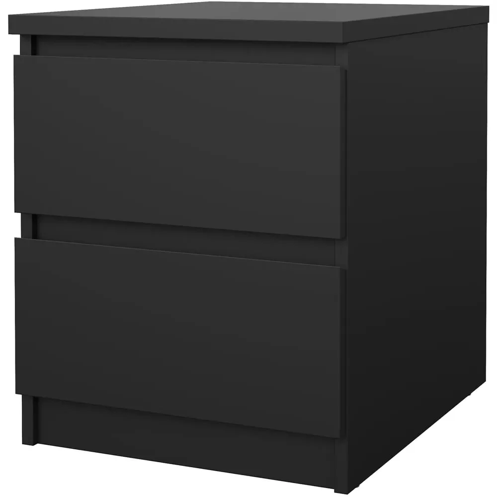 Florence Naia 2 Drawer Bedside Table - Black