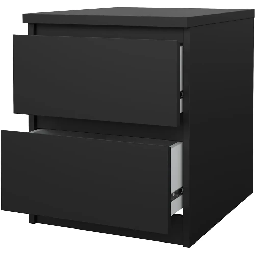 Florence Naia 2 Drawer Bedside Table - Black
