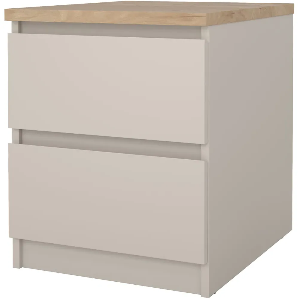 Florence Naia 2 Drawer Bedside Table - Cashmere, Hickory