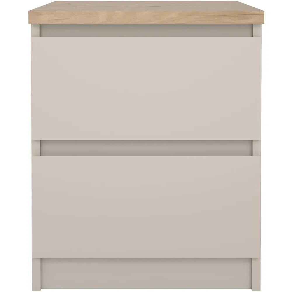 Florence Naia 2 Drawer Bedside Table - Cashmere, Hickory