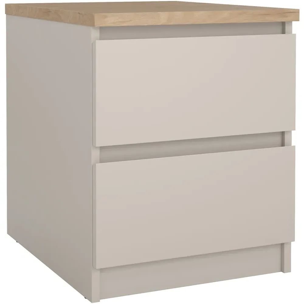 Florence Naia 2 Drawer Bedside Table - Cashmere, Hickory
