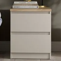 Florence Naia 2 Drawer Bedside Table - Cashmere, Hickory