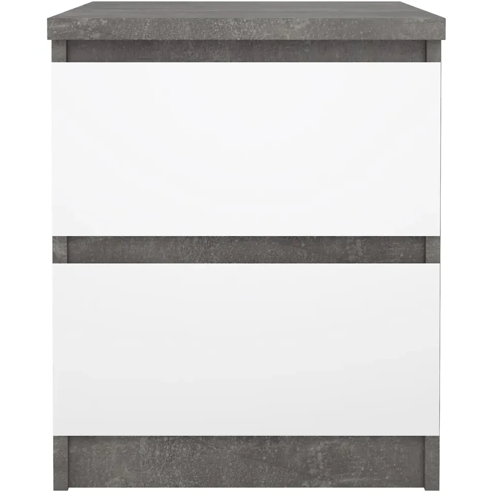 Florence Naia 2 Drawer Bedside Table - Concrete, White