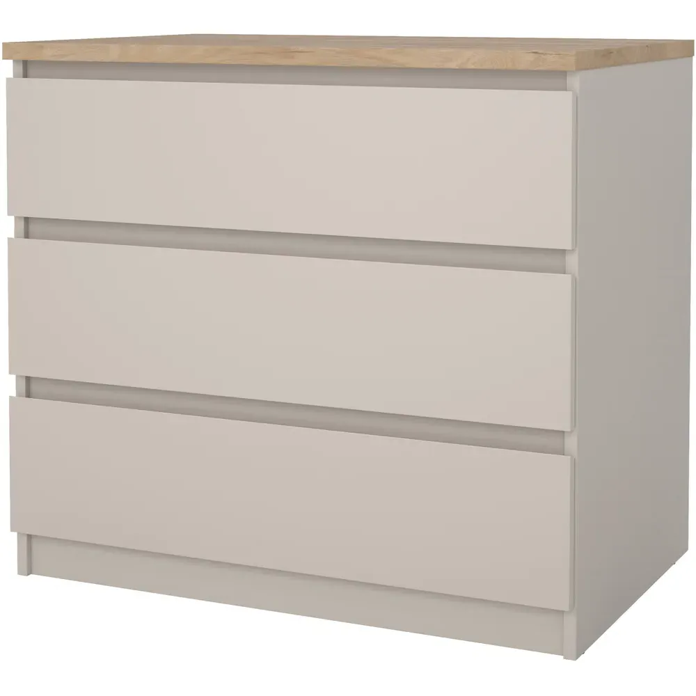 Florence Naia 3 Drawer Chest of Drawers - Cashmere, Hickory