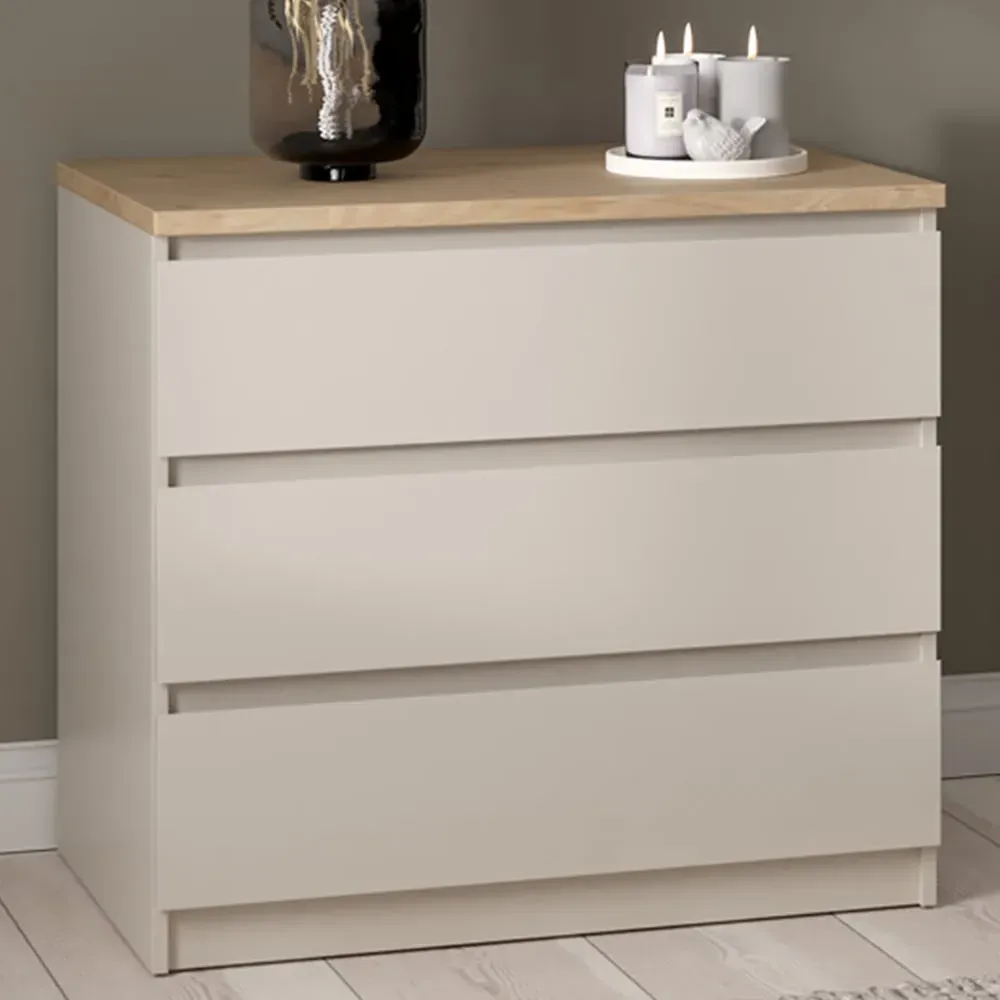 Florence Naia 3 Drawer Chest of Drawers - Cashmere, Hickory