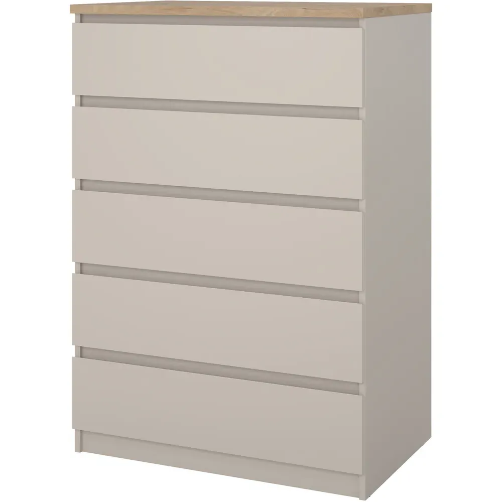 Florence Naia 5 Drawer Chest of Drawers - Cashmere, Hickory