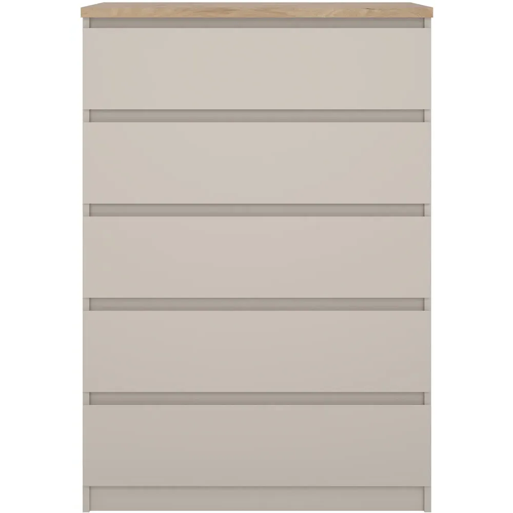 Florence Naia 5 Drawer Chest of Drawers - Cashmere, Hickory