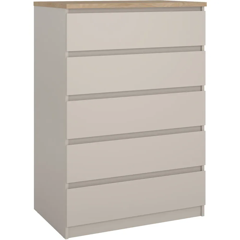 Florence Naia 5 Drawer Chest of Drawers - Cashmere, Hickory