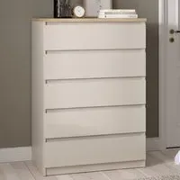 Florence Naia 5 Drawer Chest of Drawers - Cashmere, Hickory