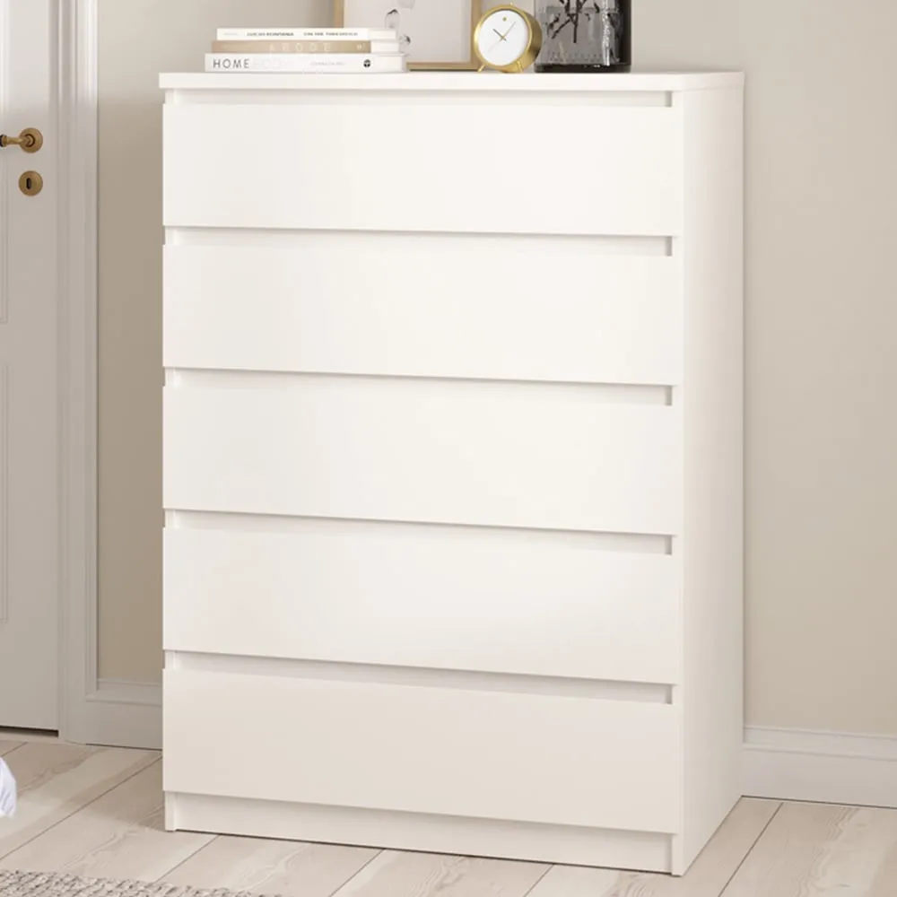 Florence Naia 5 Drawer Chest of Drawers - White