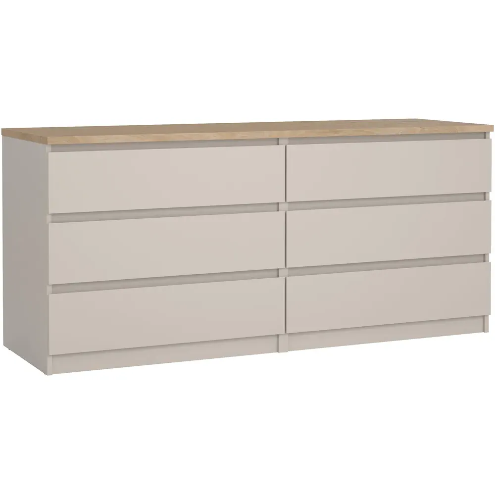 Florence Naia 6 Drawer Wide Chest of Drawers - Cashmere, Hickory