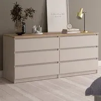 Florence Naia 6 Drawer Wide Chest of Drawers - Cashmere, Hickory