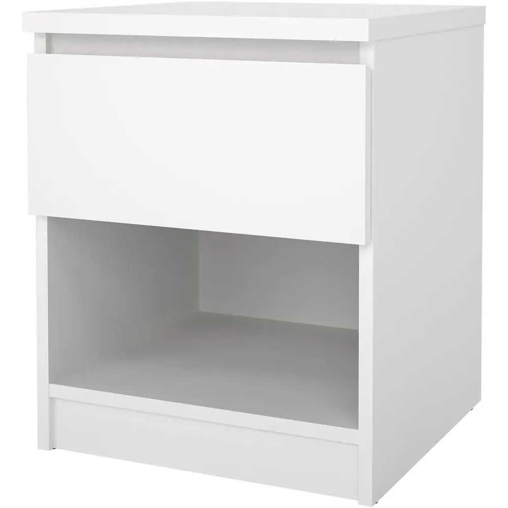 Florence Naia Bedside Table with Drawer - White