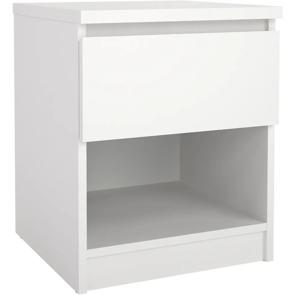 Florence Naia Bedside Table with Drawer - White