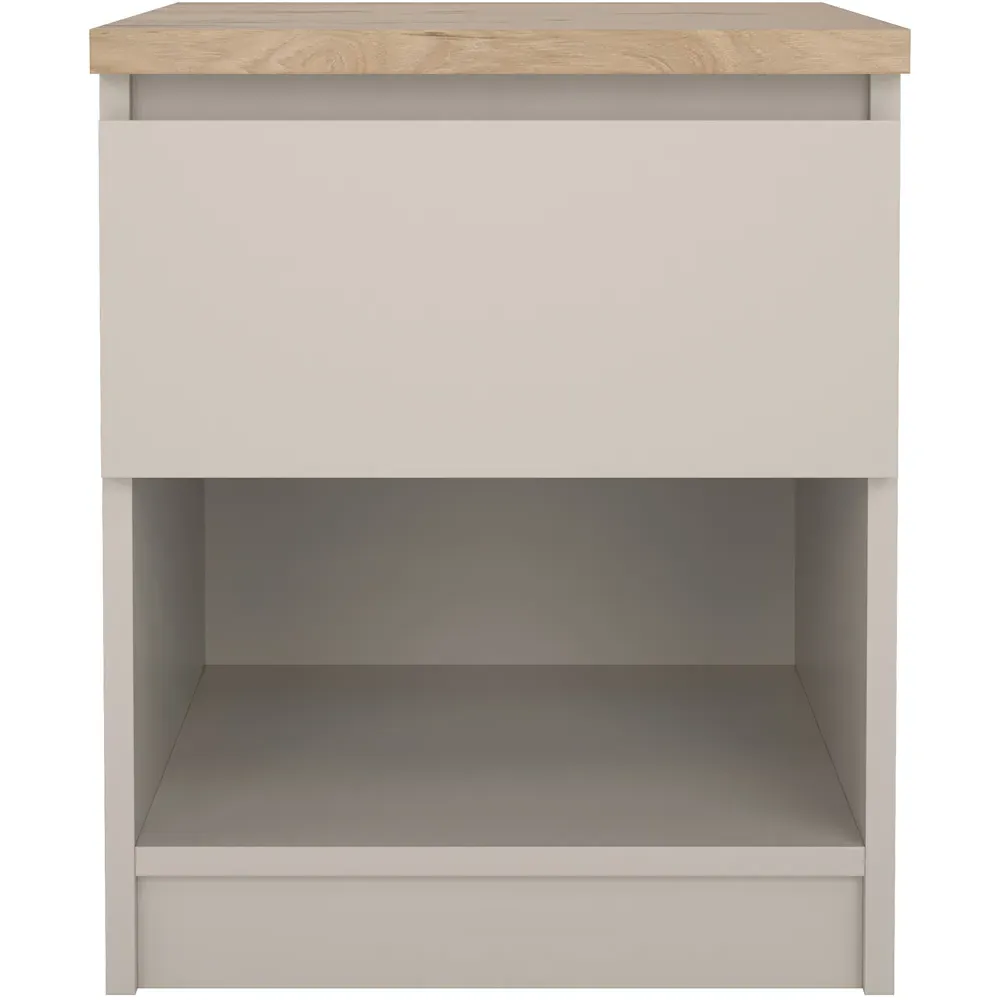 Florence Naia Single Drawer Bedside Table with Shelf - Cashmere, Hickory