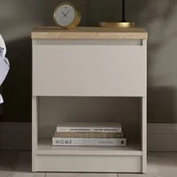 Florence Naia Single Drawer Bedside Table with Shelf - Cashmere, Hickory