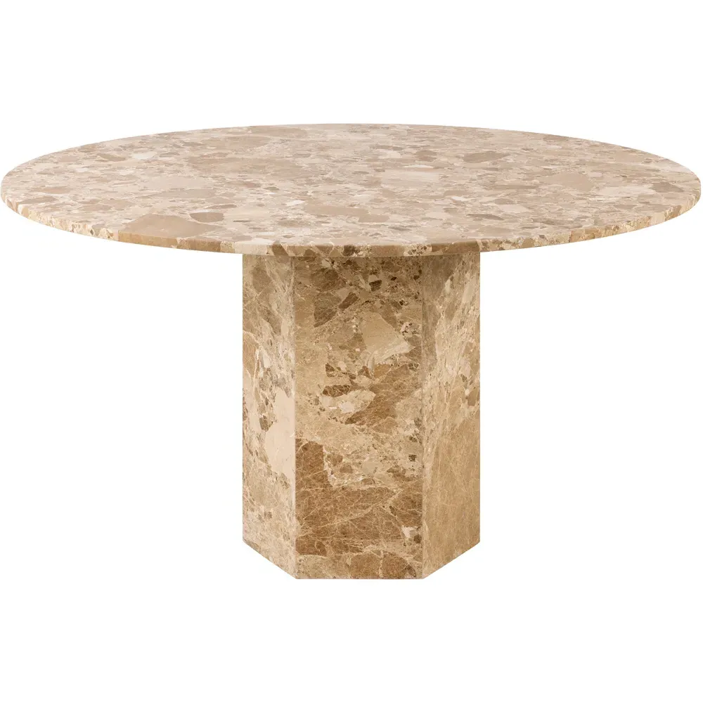 Florence Naxos 4-Seater Round Dining Table - Brown, Marble