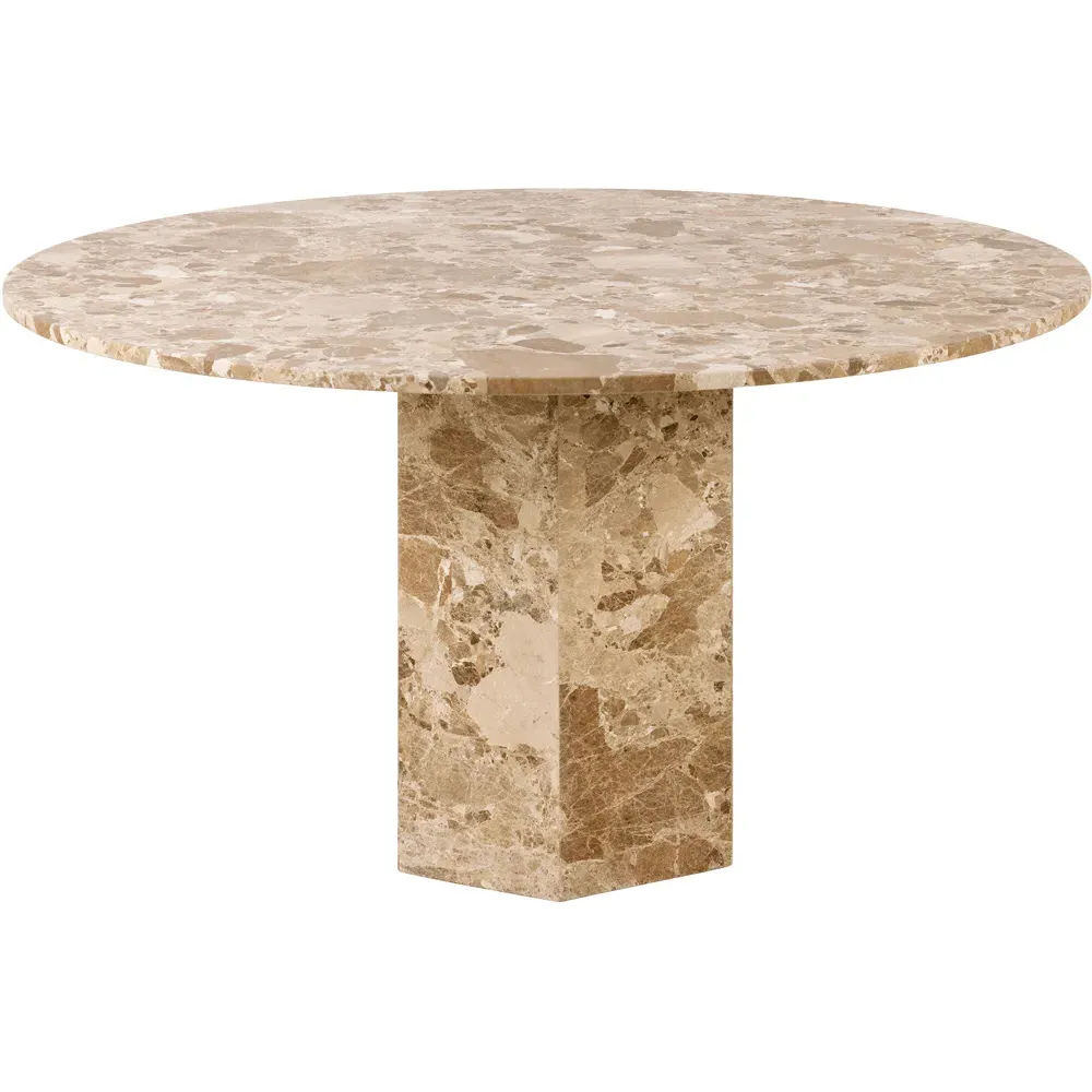 Florence Naxos 4-Seater Round Dining Table - Brown, Marble