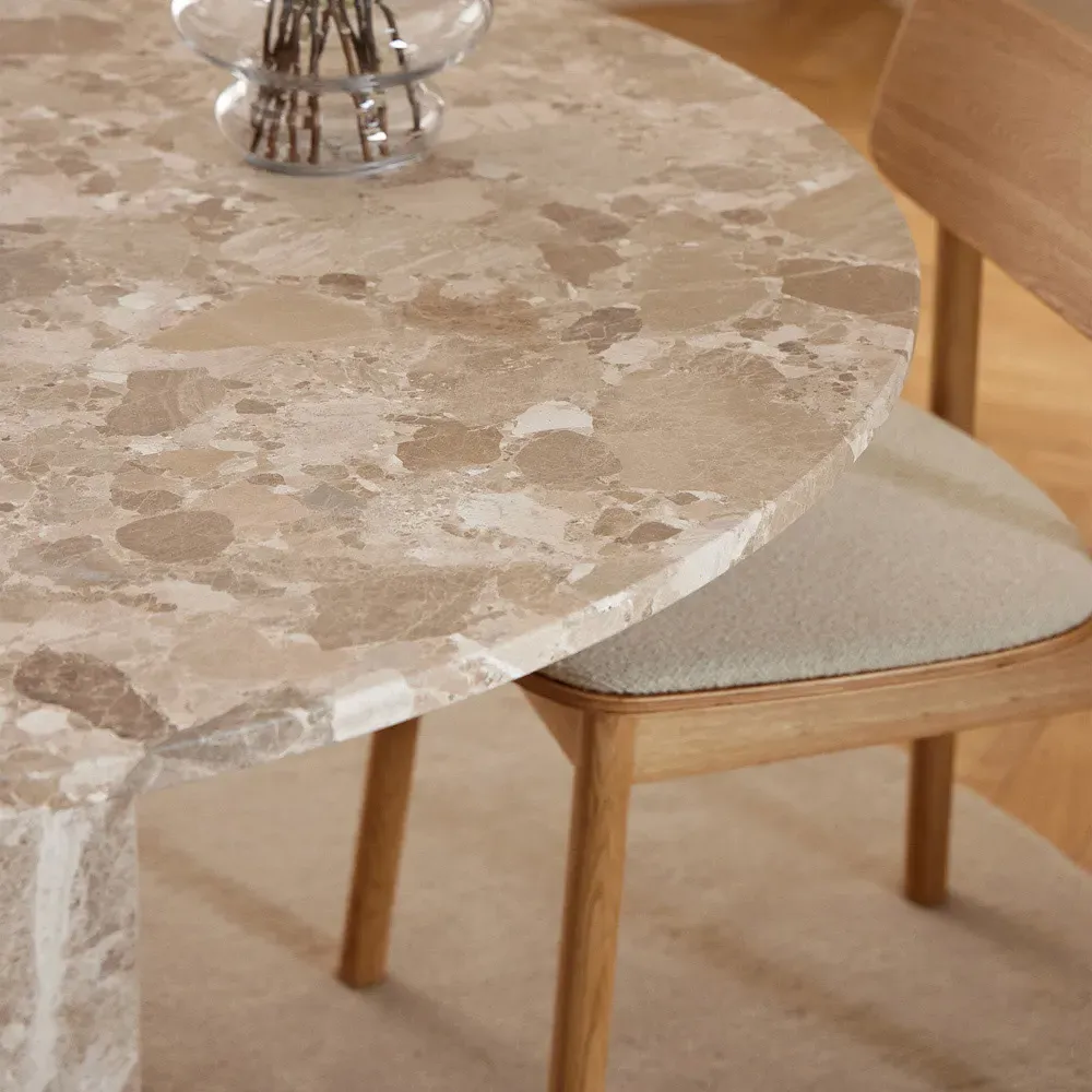 Florence Naxos 4-Seater Round Dining Table - Brown, Marble