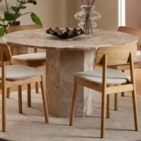 Florence Naxos 4-Seater Round Dining Table - Brown, Marble