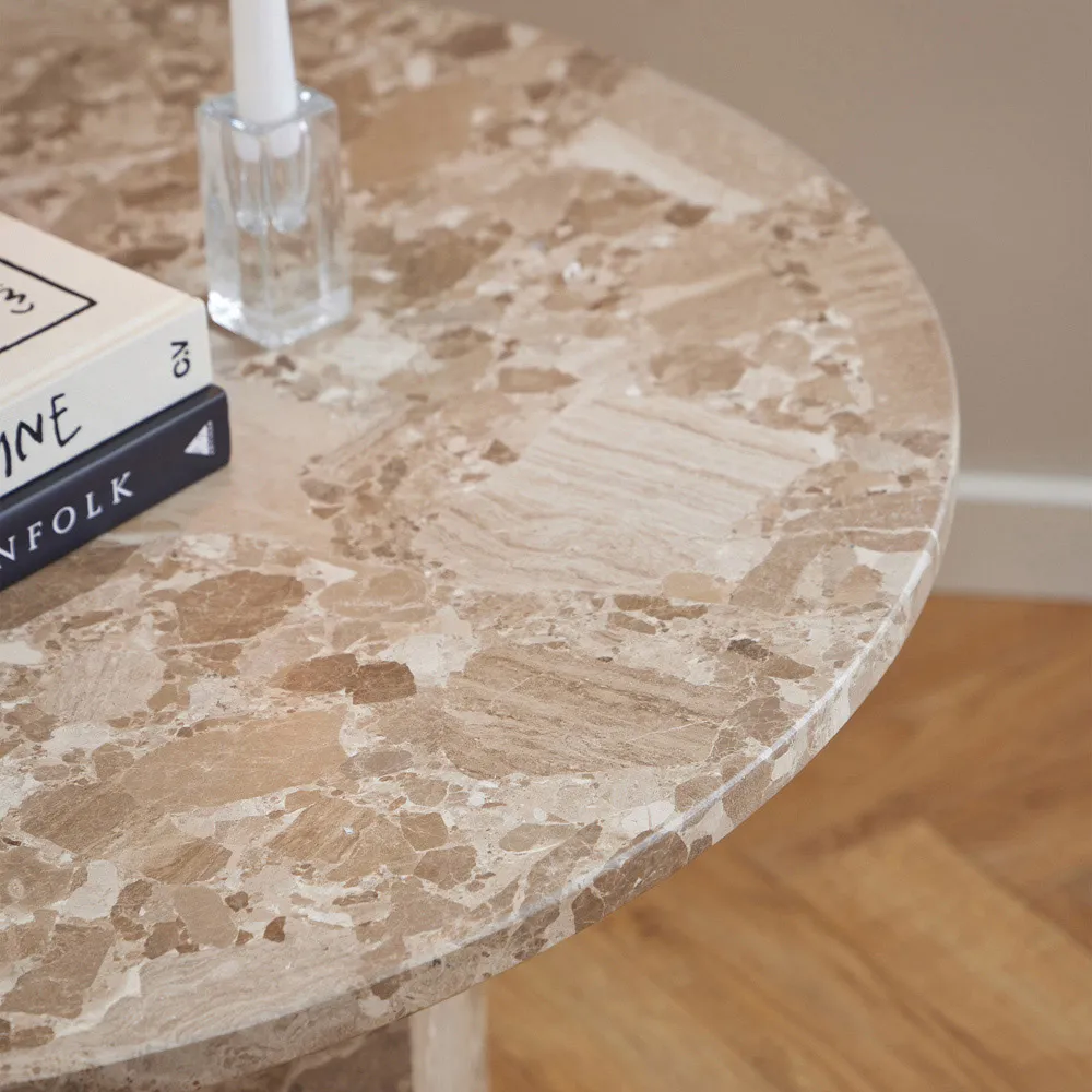 Florence Naxos Round Coffee Table - Brown, Marble