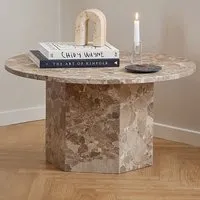 Florence Naxos Round Coffee Table - Brown, Marble