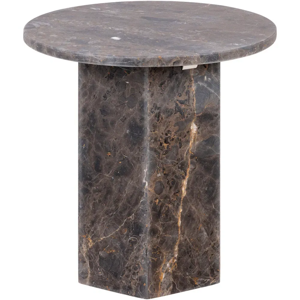 Florence Naxos Round Side Table - Grey, Marble