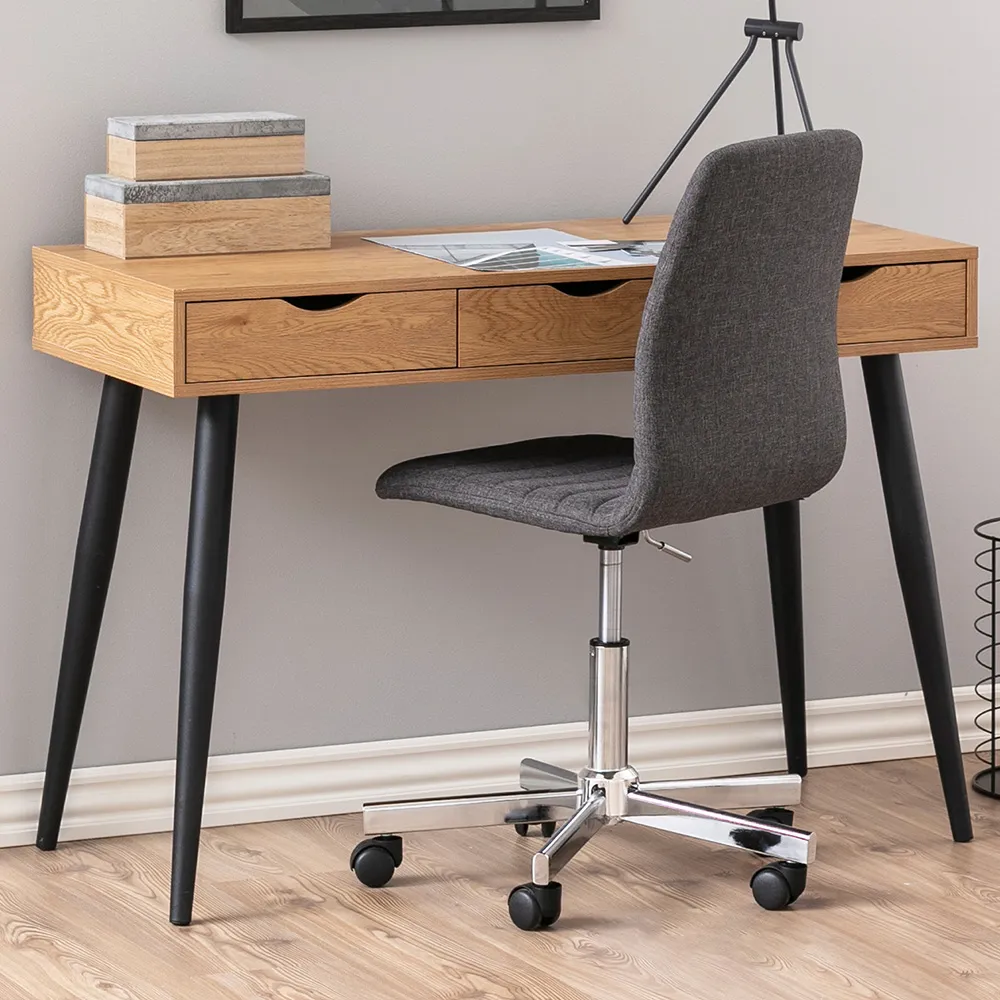 Florence Neptun 3 Drawer Office Desk - Brown, Oak image