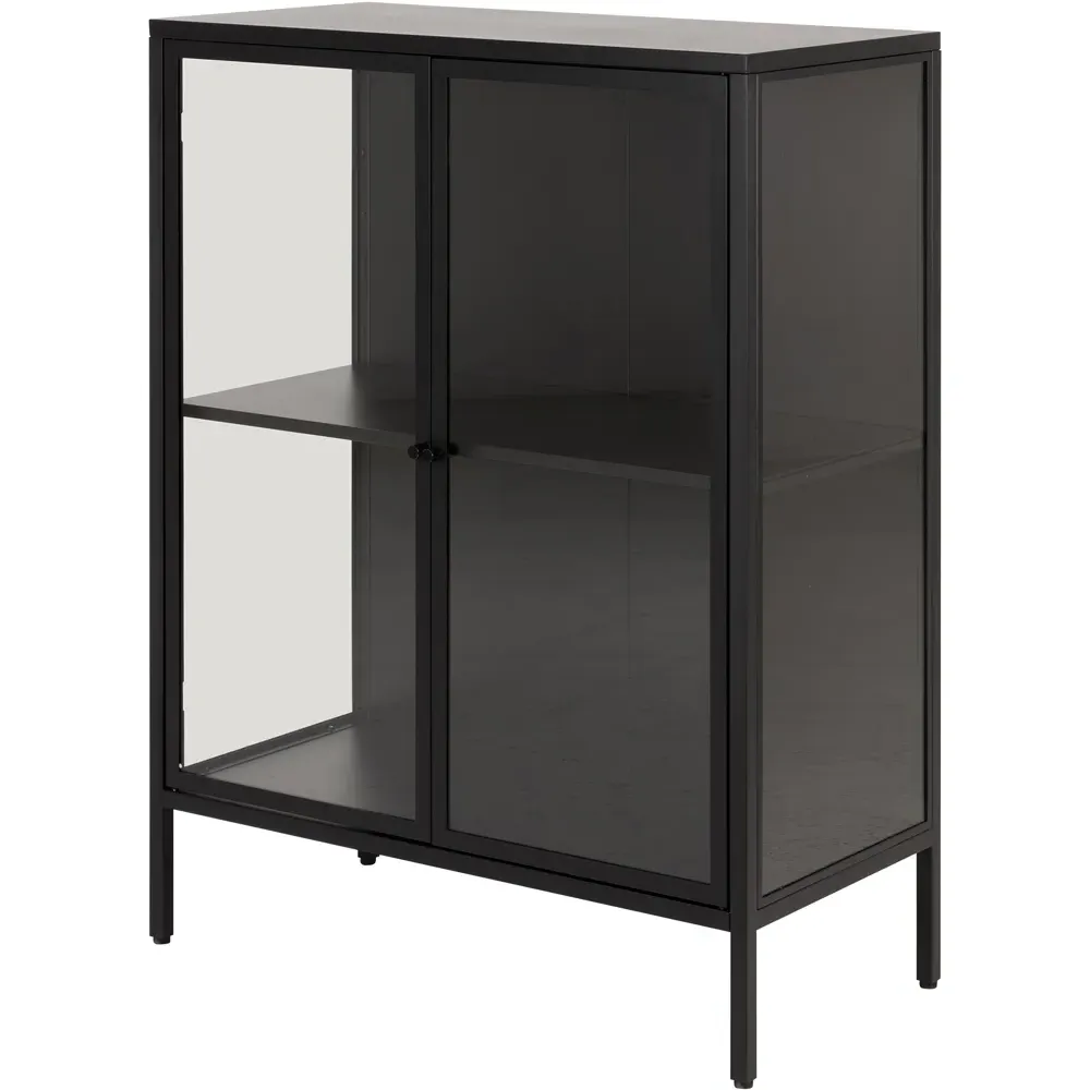 Florence Newcastle 2 Door Low Display Cabinet - Black, Steel