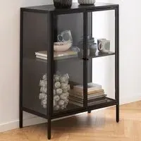 Florence Newcastle 2 Door Low Display Cabinet - Black, Steel