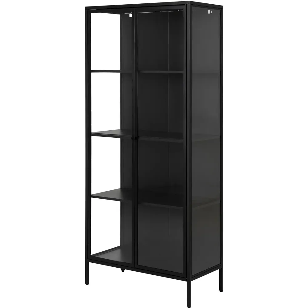Florence Newcastle 2 Door Tall Display Cabinet - Black, Steel