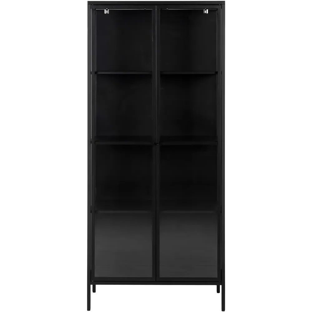 Florence Newcastle 2 Door Tall Display Cabinet - Black, Steel