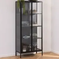 Florence Newcastle 2 Door Tall Display Cabinet - Black, Steel