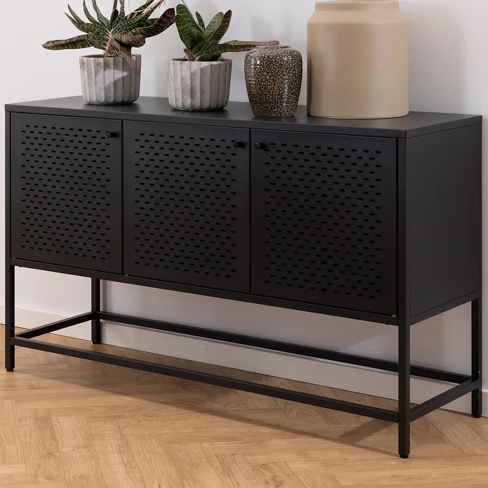 Florence Newcastle Raised 3 Door Sideboard - Black, Steel