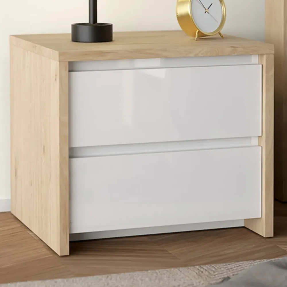 Florence Next 2 Drawer Nightstand - White, Jackson Hickory image