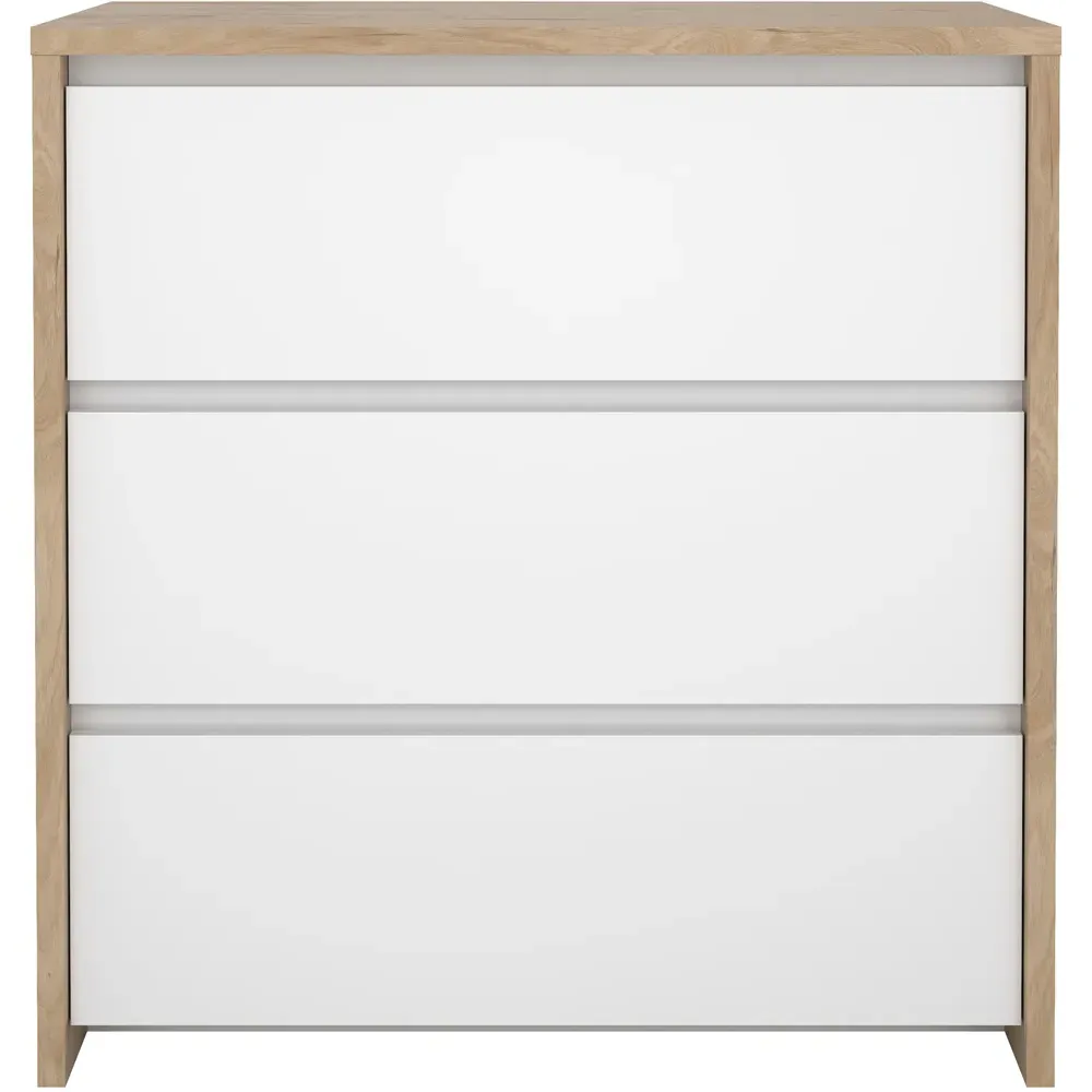 Florence Next 3 Drawer Chest of Drawers - White, Jackson Hickory