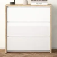 Florence Next 3 Drawer Chest of Drawers - White, Jackson Hickory