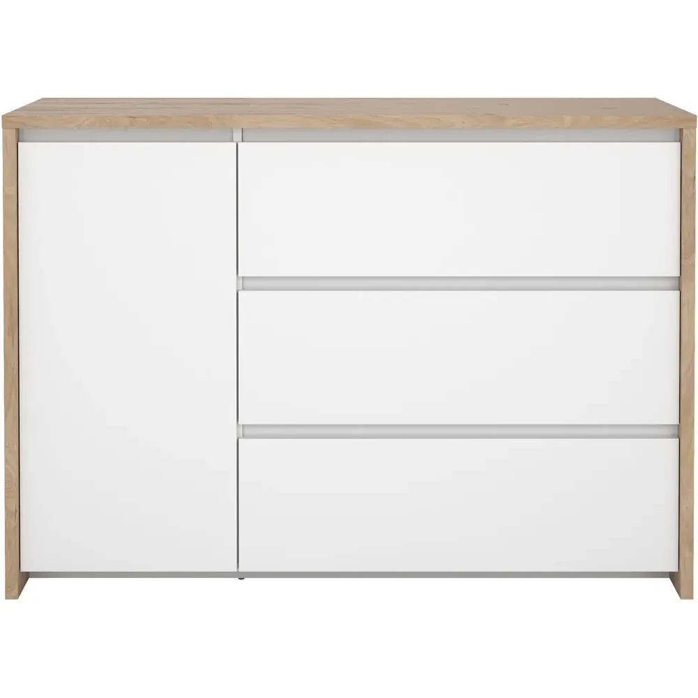 Florence Next Single Door 3 Drawer Sideboard - White, Jackson Hickory